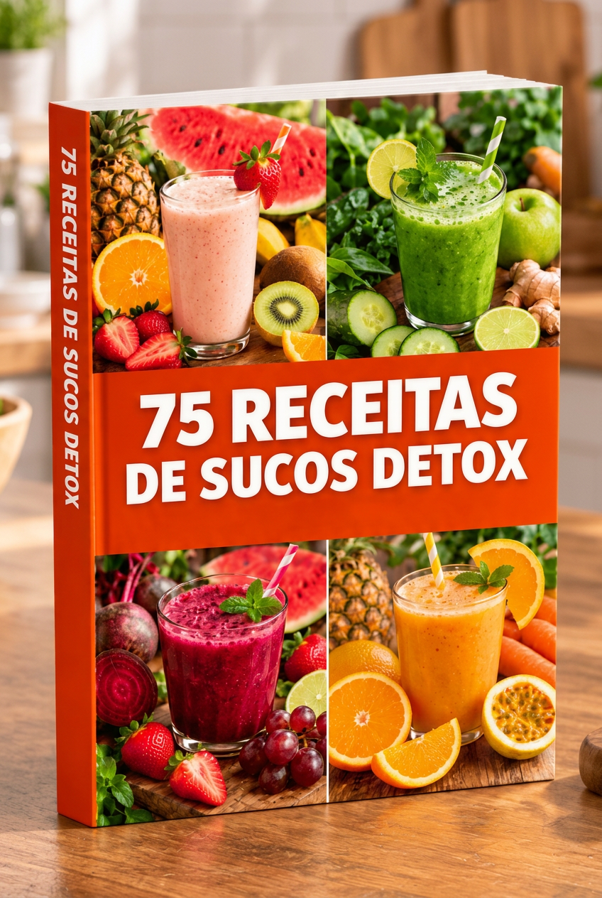 Capa ilustrativa: 75 receitas de sucos detox